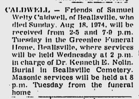 Samuel Welty Caldwell obit